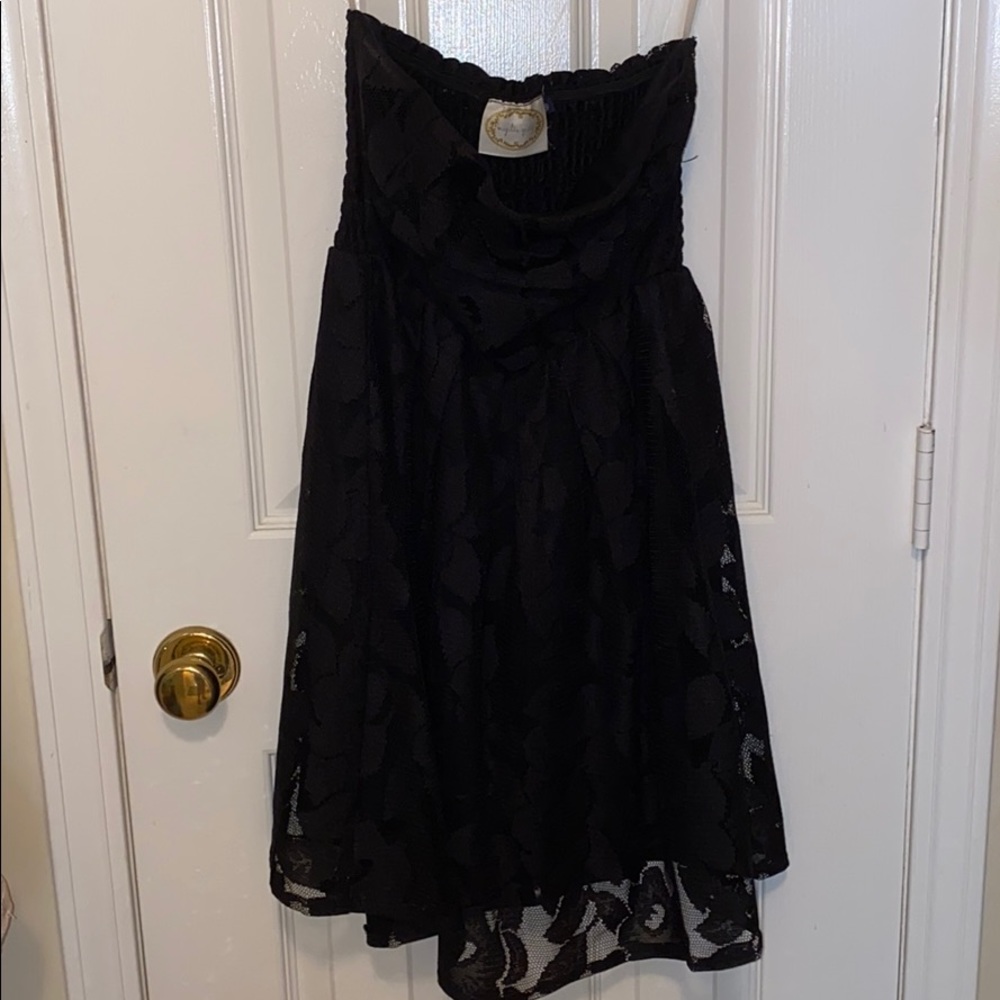 Strapless lace cocktail dress